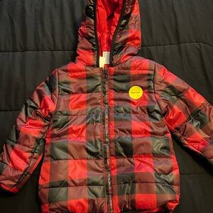 Epic Threads Red and Black Plaid Reversal Puffer Jacket